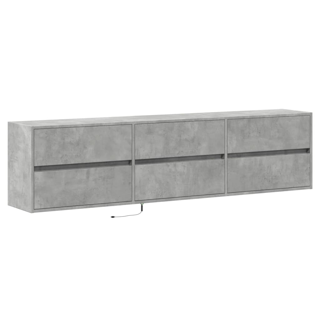 TV-Møbel Betonggrå TV-benk med LED-lys 180x31x45 cm