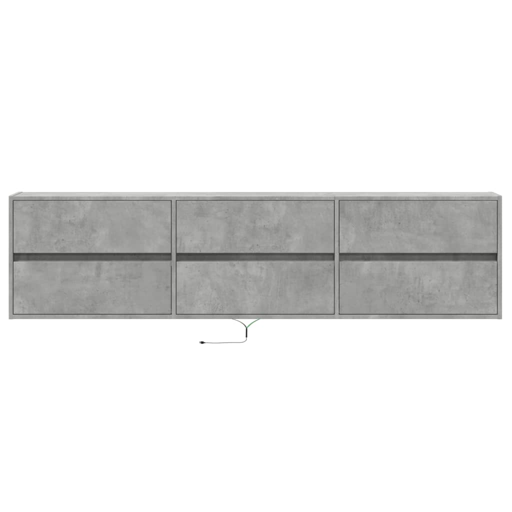 TV-Møbel Betonggrå TV-benk med LED-lys 180x31x45 cm