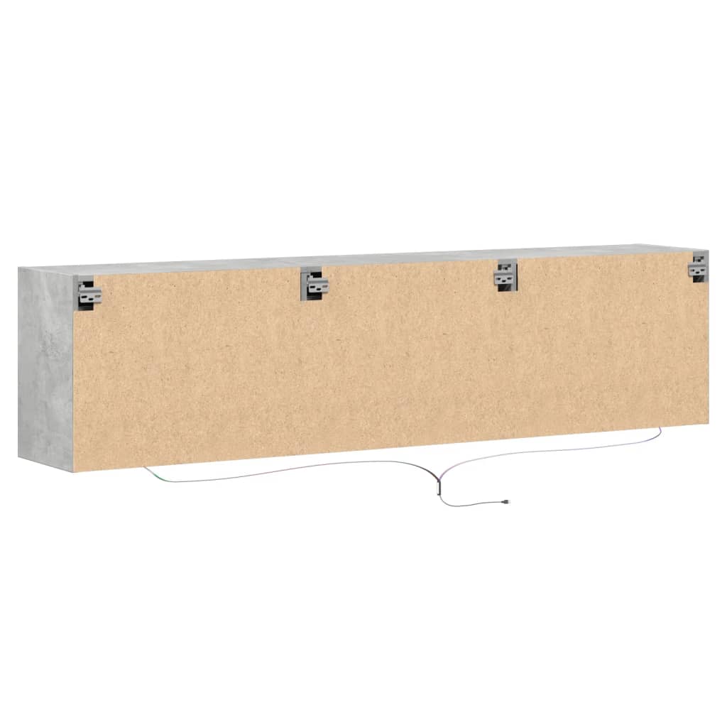 TV-Møbel Betonggrå TV-benk med LED-lys 180x31x45 cm