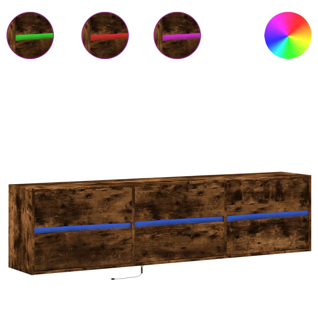 TV-Møbel Røkt EikTV-benk med LED 180x31x45 cm