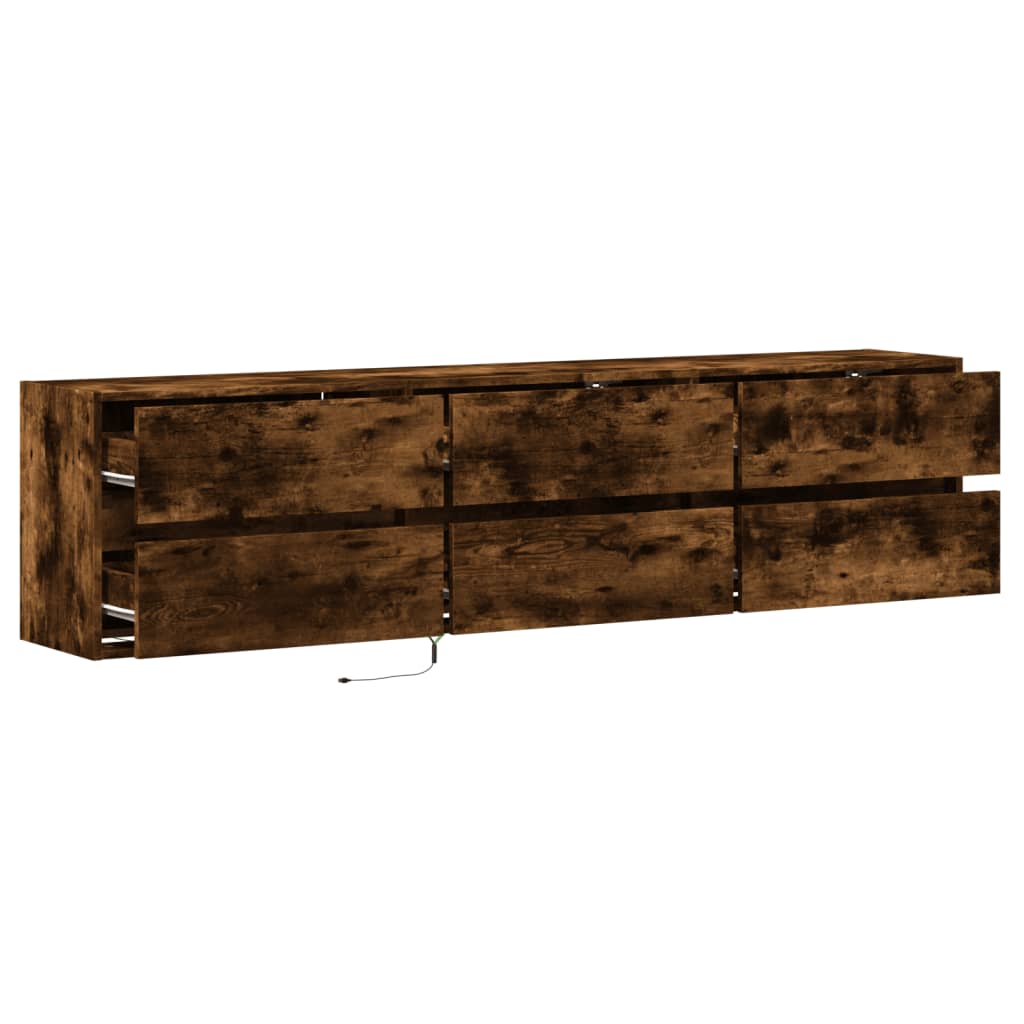 TV-Møbel Røkt EikTV-benk med LED 180x31x45 cm