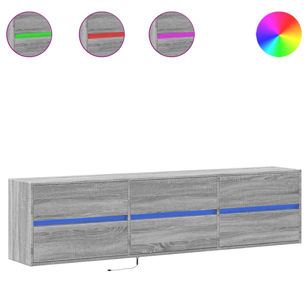 TV-Møbel Sonoma Grå TV-benk med LED 180x31x45 cm