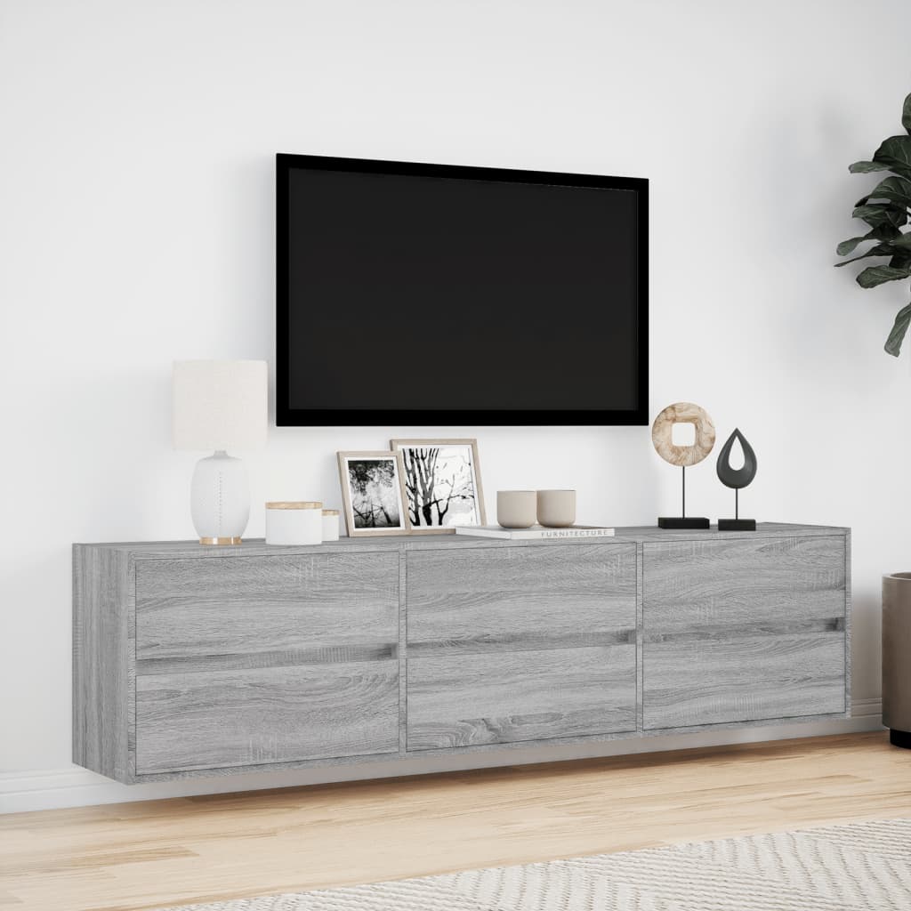 TV-Møbel Sonoma Grå TV-benk med LED 180x31x45 cm