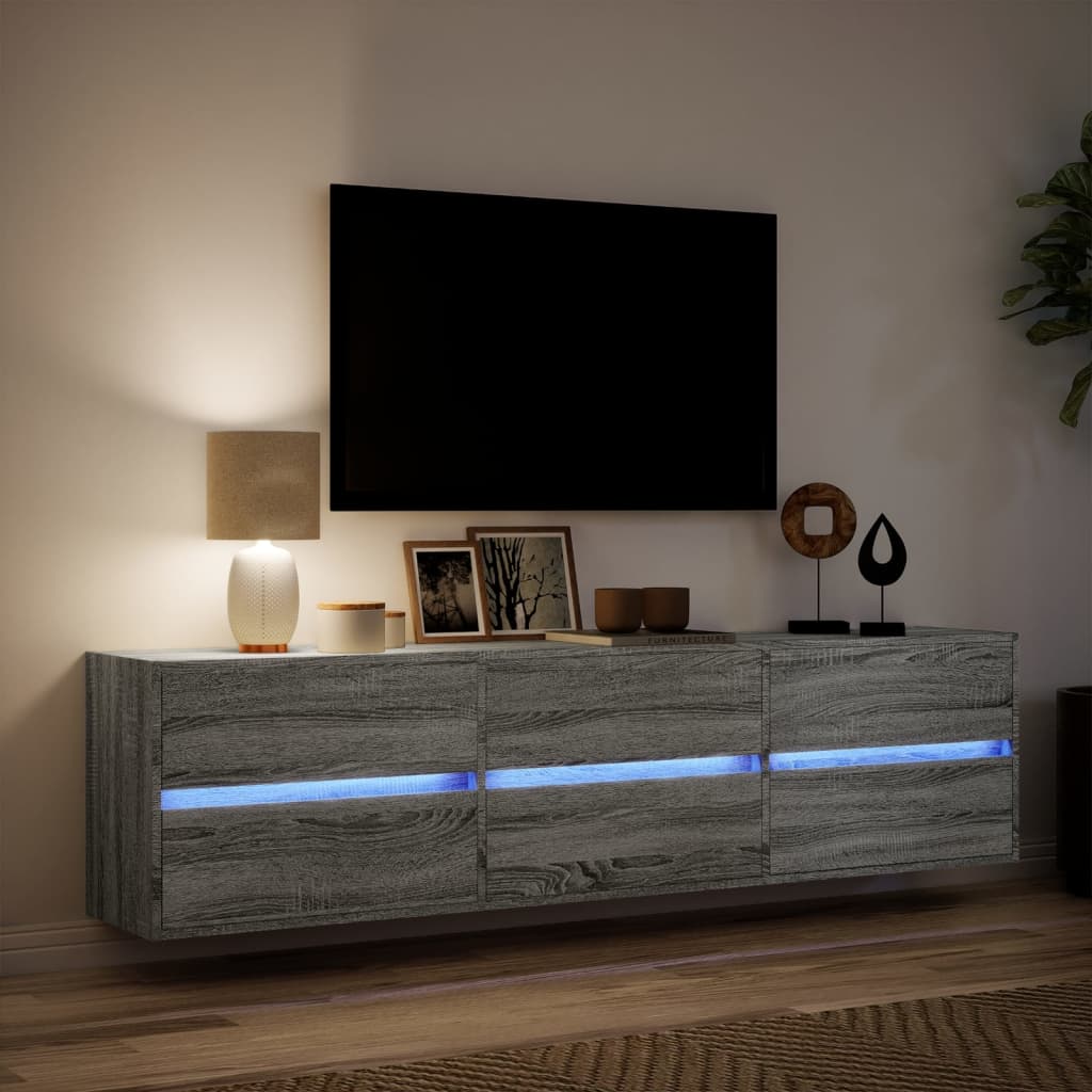 TV-Møbel Sonoma Grå TV-benk med LED 180x31x45 cm