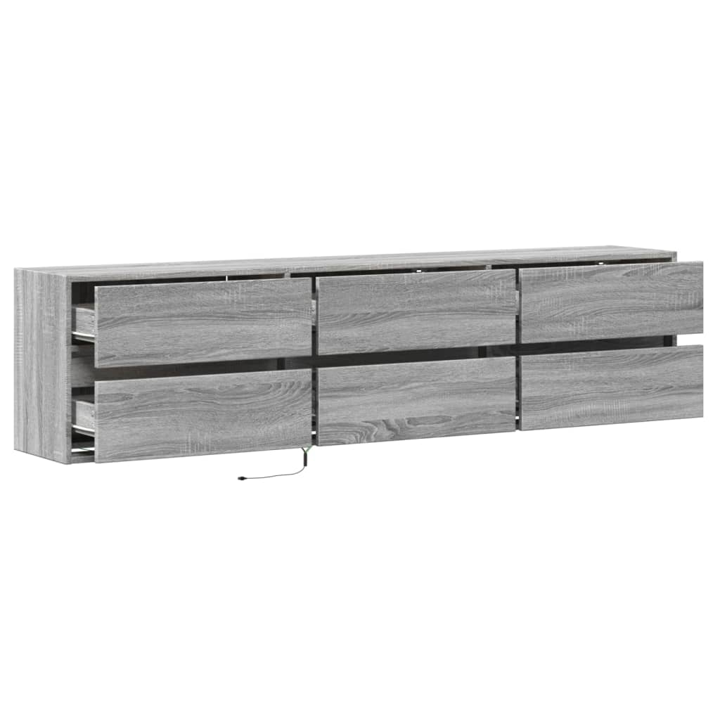 TV-Møbel Sonoma Grå TV-benk med LED 180x31x45 cm