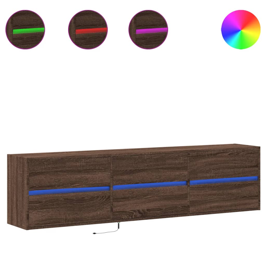 TV-Møbel Brun Eik TV-Veggskap med LED 180x31x45 cm
