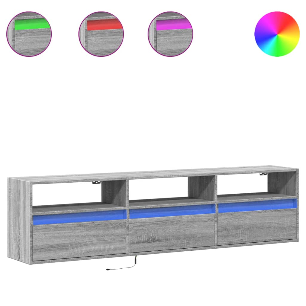 TV-Møbel Sonoma Grå TV-benk med LED 180x31x45 cm