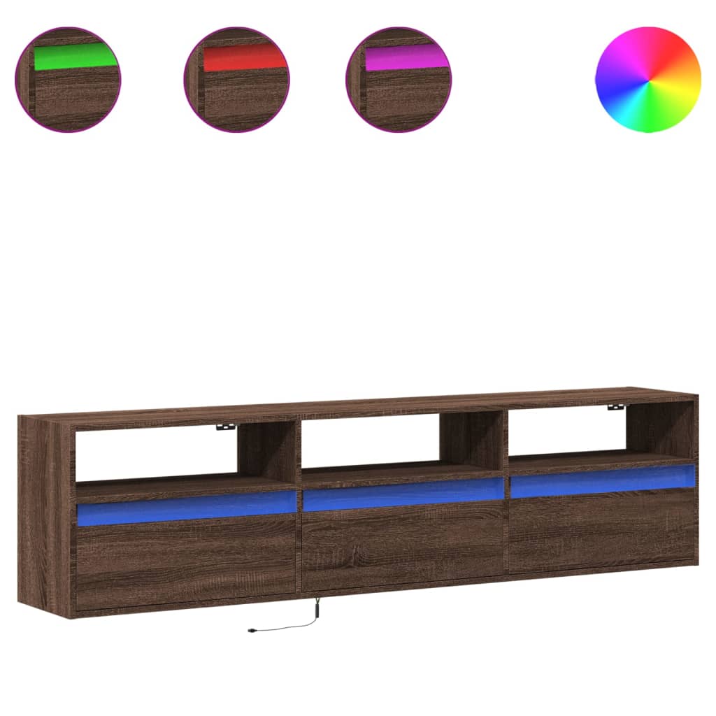 TV-Møbel Brun Eik TV-benk med LED 180x31x45 cm