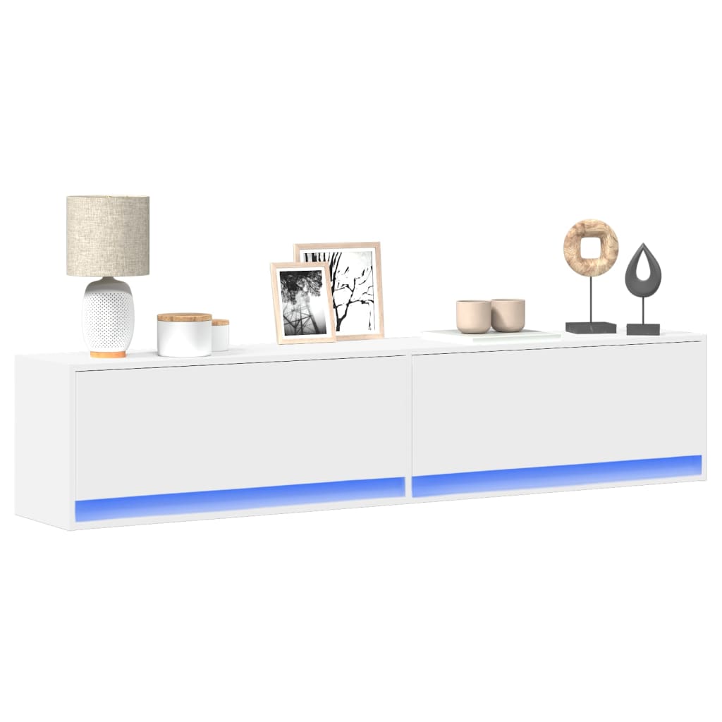 TV-Møbel Hvit TV-benk med LED 180x31x38 cm