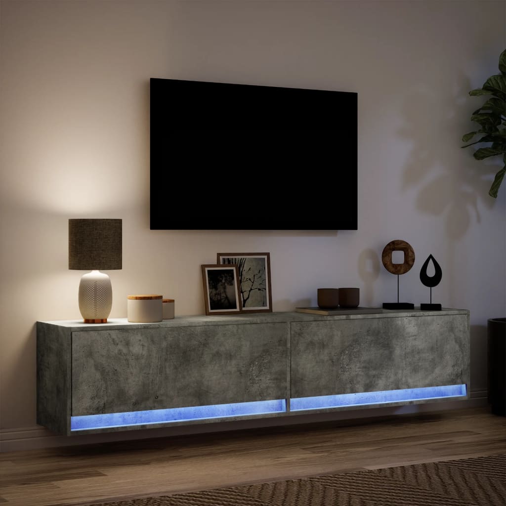 TV-Møbel Betonggrå TV-benk med LED 180x31x38 cm