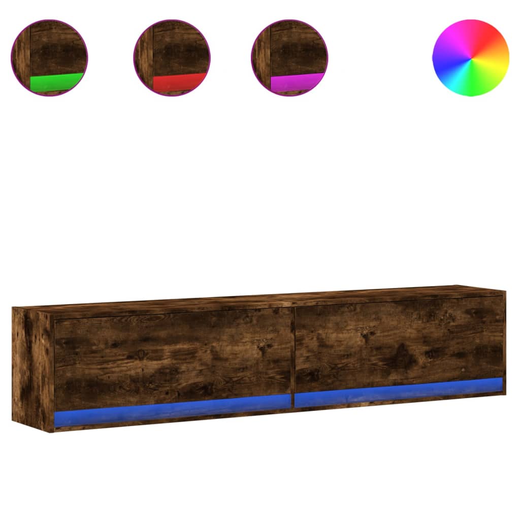 TV-Møbel Røkt EikTV-benk med LED 180x31x38 cm