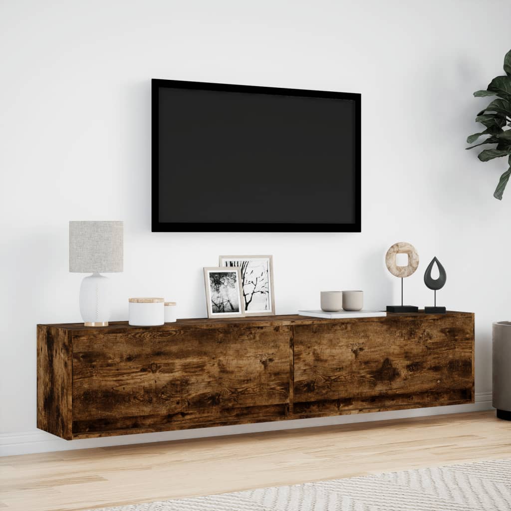 TV-Møbel Røkt EikTV-benk med LED 180x31x38 cm