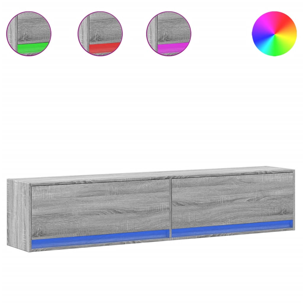 TV-Møbel Sonoma Grå TV-benk med LED 180x31x38 cm