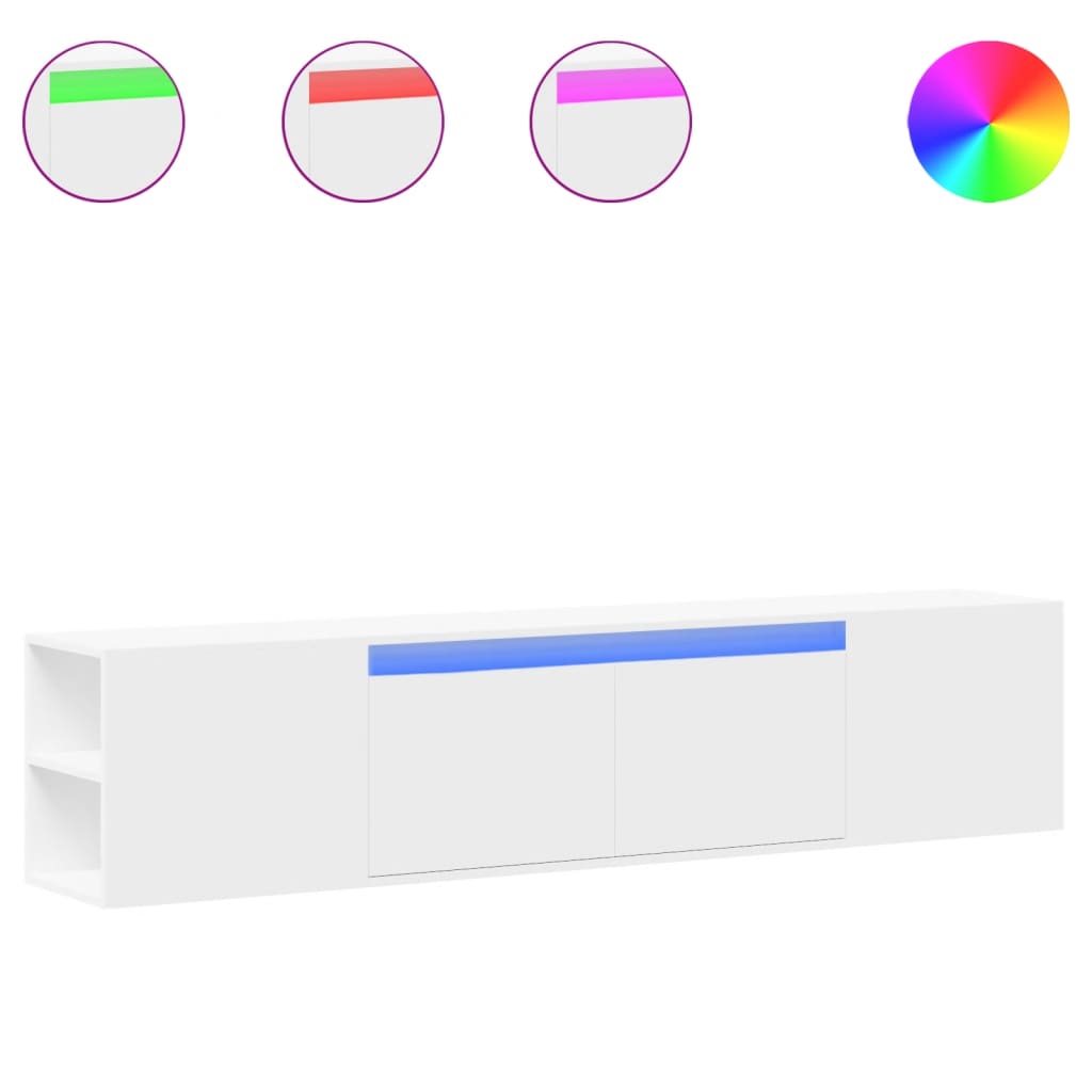 TV-Møbel Hvit TV-benk med LED 180x31x39,5 cm