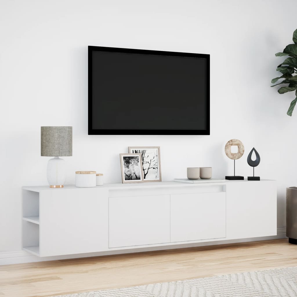 TV-Møbel Hvit TV-benk med LED 180x31x39,5 cm