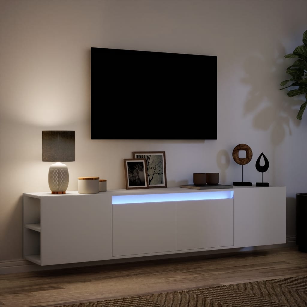 TV-Møbel Hvit TV-benk med LED 180x31x39,5 cm