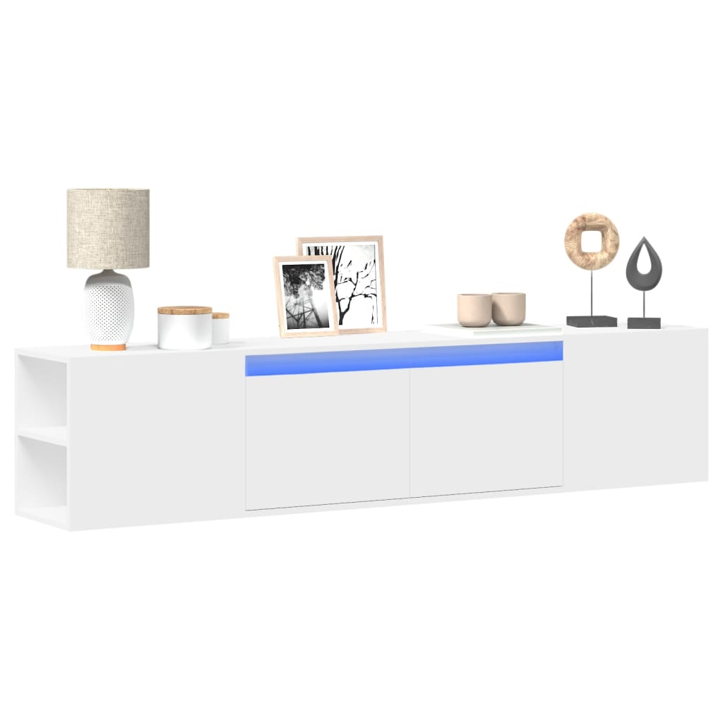 TV-Møbel Hvit TV-benk med LED 180x31x39,5 cm