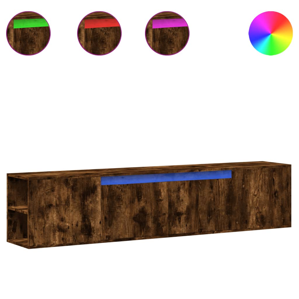 TV-Møbel Røkt EikTV-benk med LED 180x31x39,5 cm