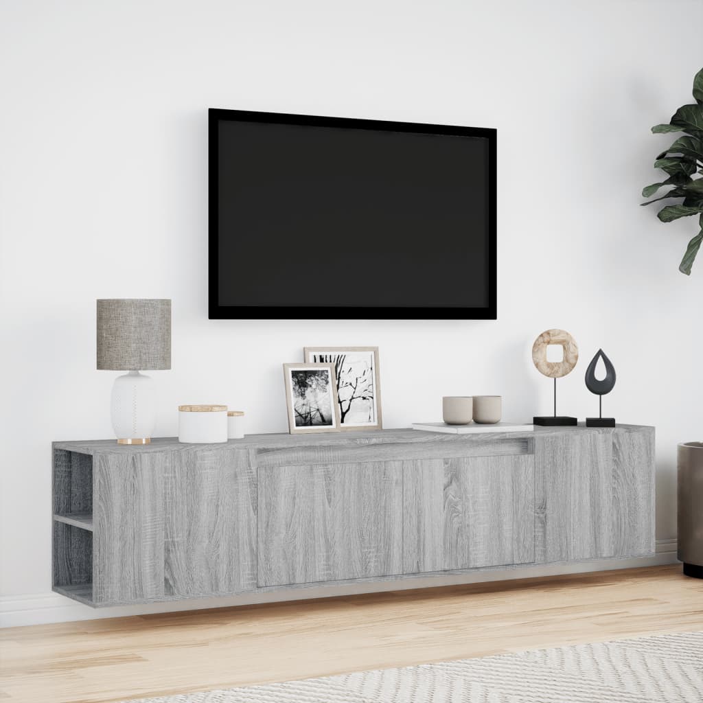 TV-Møbel Sonoma Grå TV-benk med LED 180x31x39,5 cm