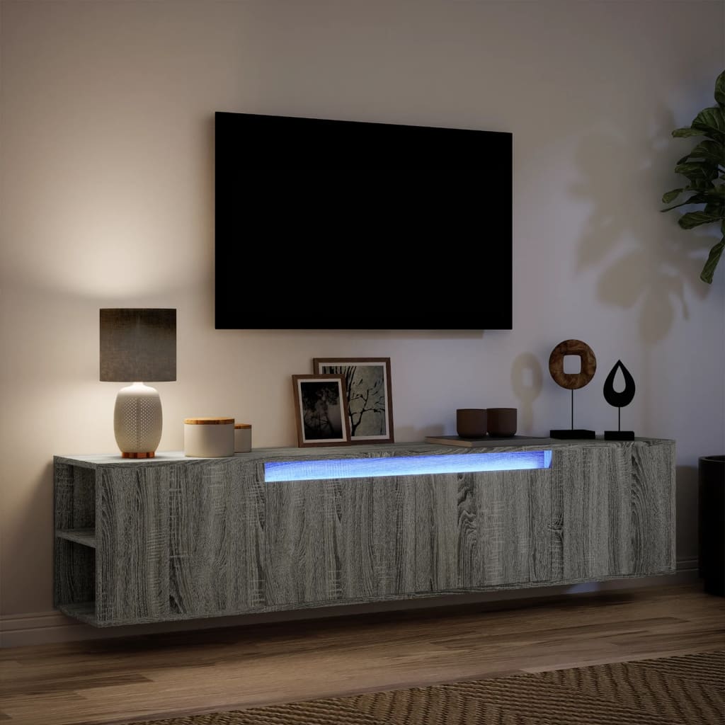 TV-Møbel Sonoma Grå TV-benk med LED 180x31x39,5 cm