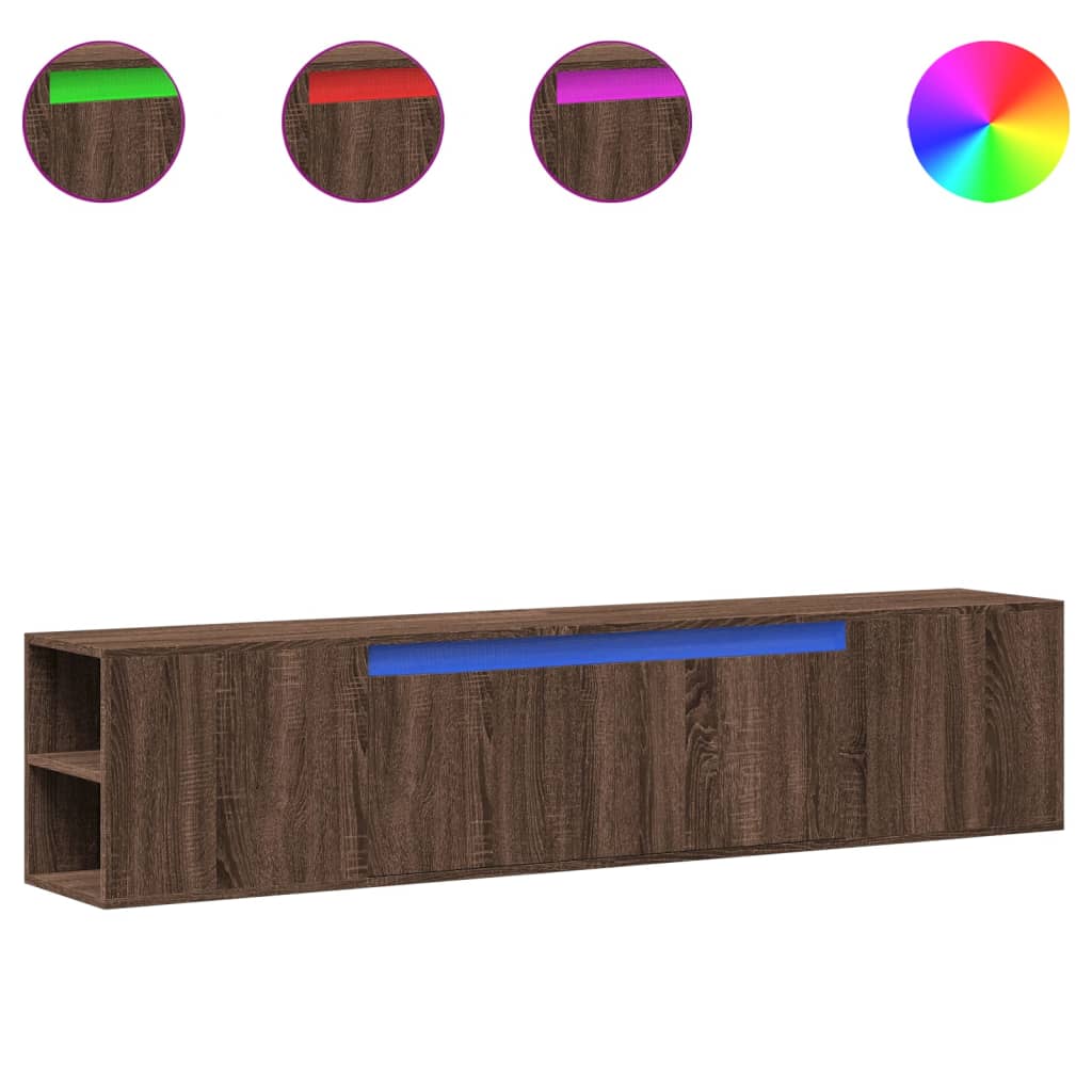 TV-Møbel Brun Eik Tre TV-benk med LED 180x31x39,5 cm