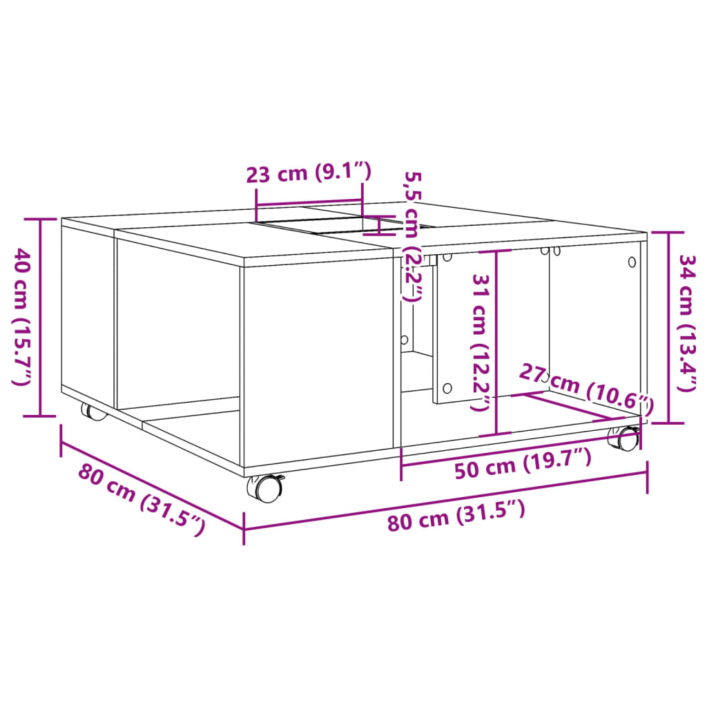 Salongbord Sofabord Svart 80x80x40 cm