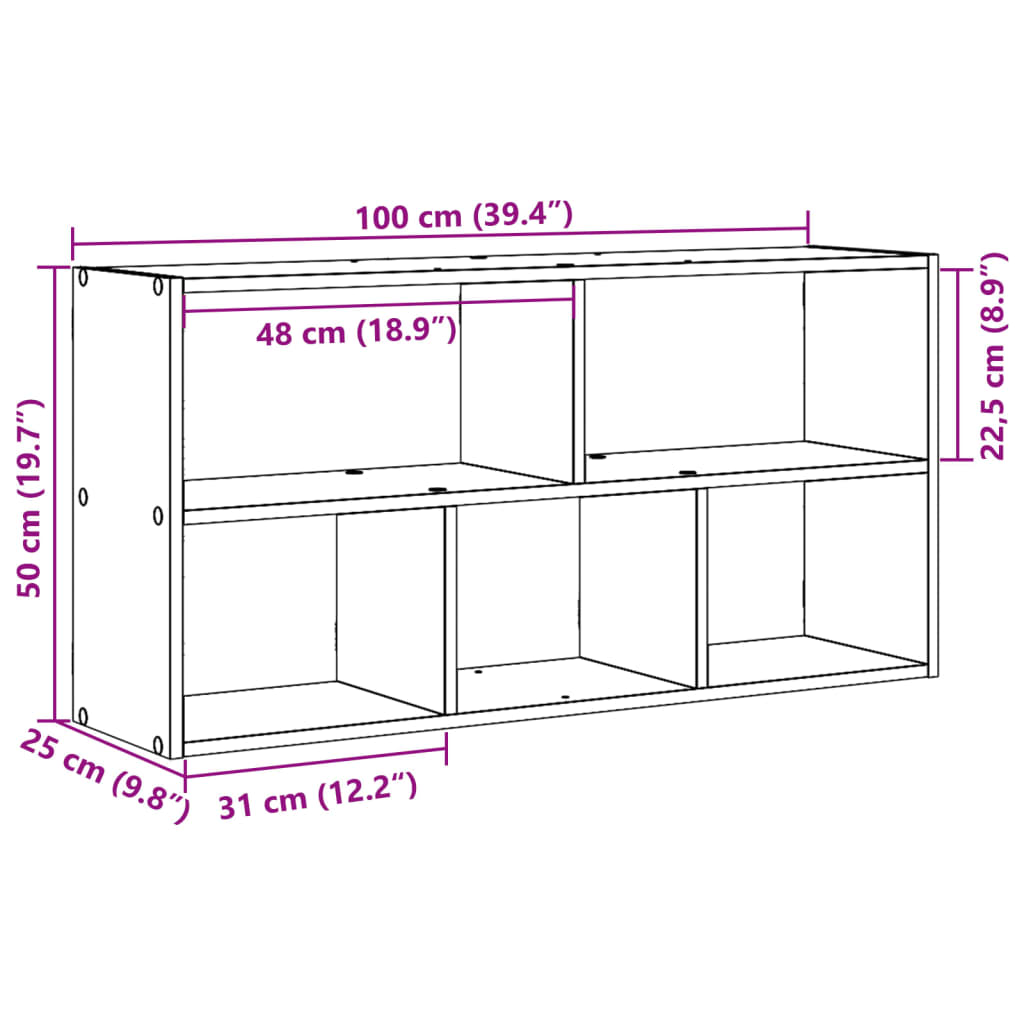 Vegghylle Artisan Eik 100x25x50 cm