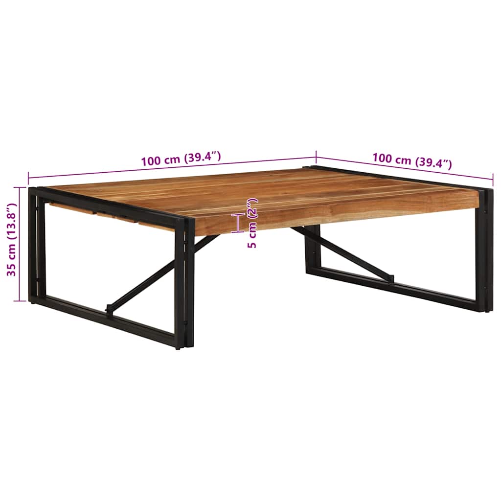 Salongbord Sofabord Tre heltre akasie 100x100x35 cm