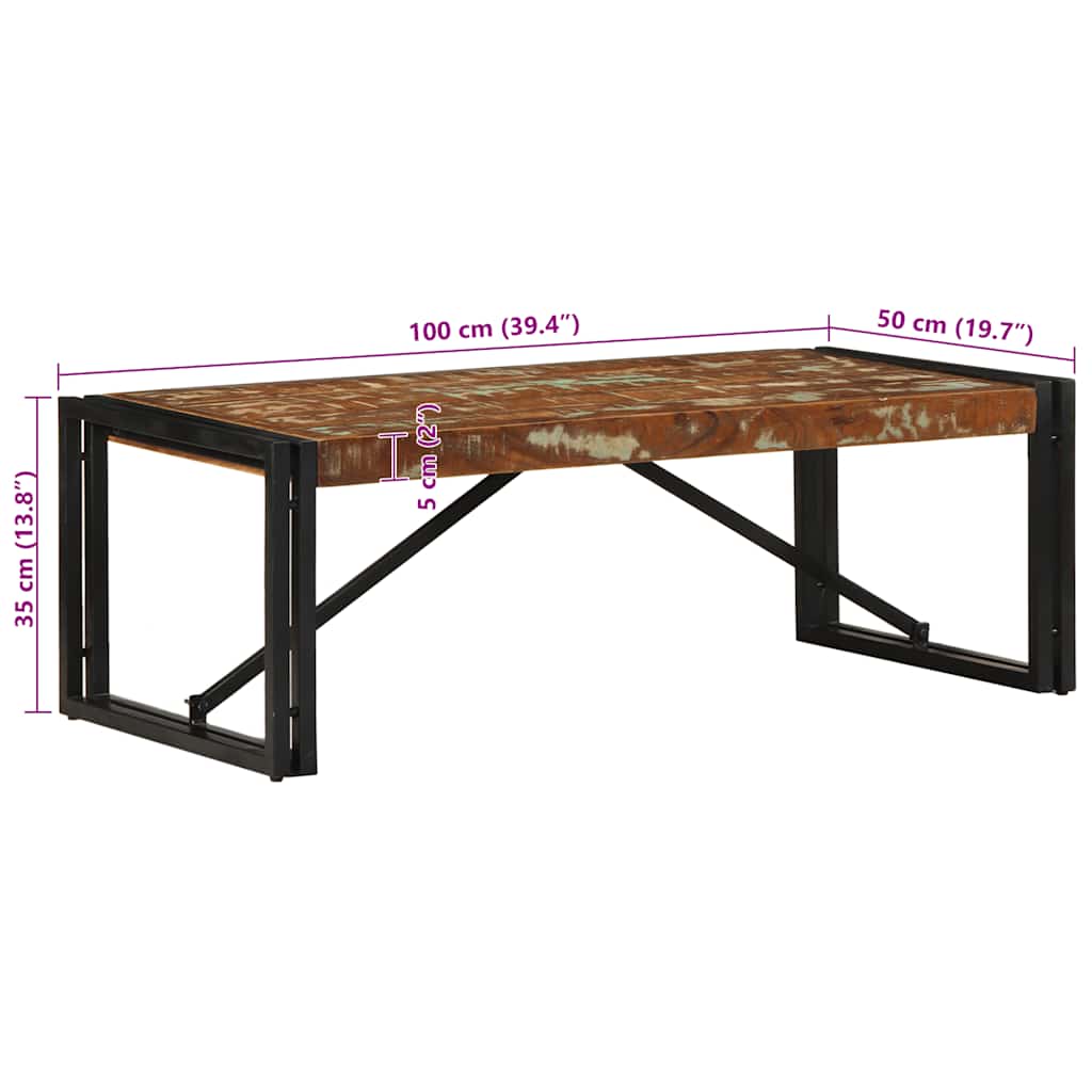 Salongbord Sofabord Tre Gjenvunnet Heltre flerfarget 100x50x35 cm