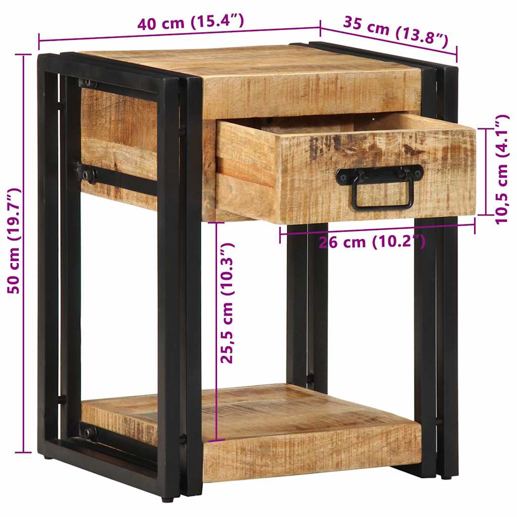 Nattbord Sengbord Tre 40x35x50 grov heltre mango