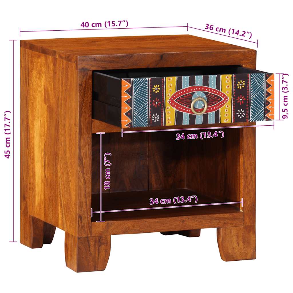 Nattbord Sengbord Tre Heltre Akasietre 40x35x45 cm