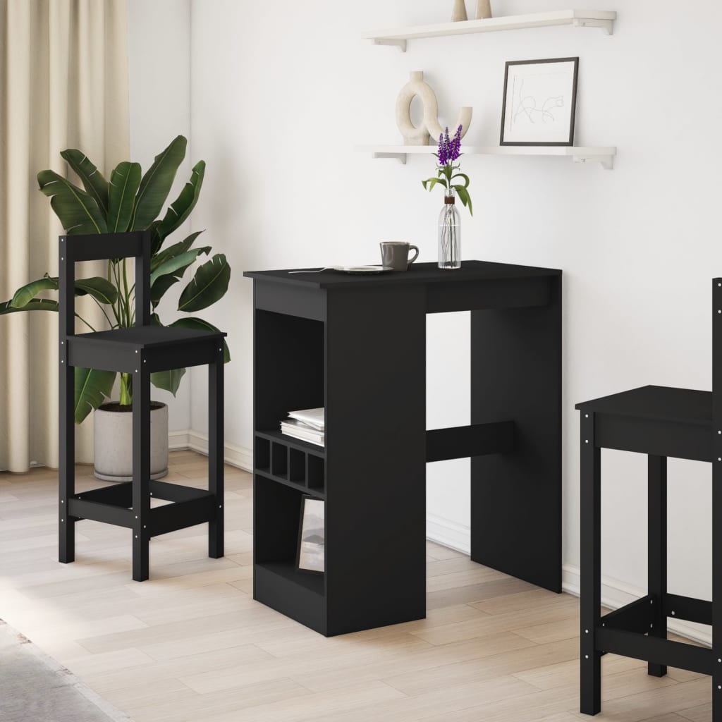 Barbord med stativer svart 90x47,5x103,5 cm konstruert tre