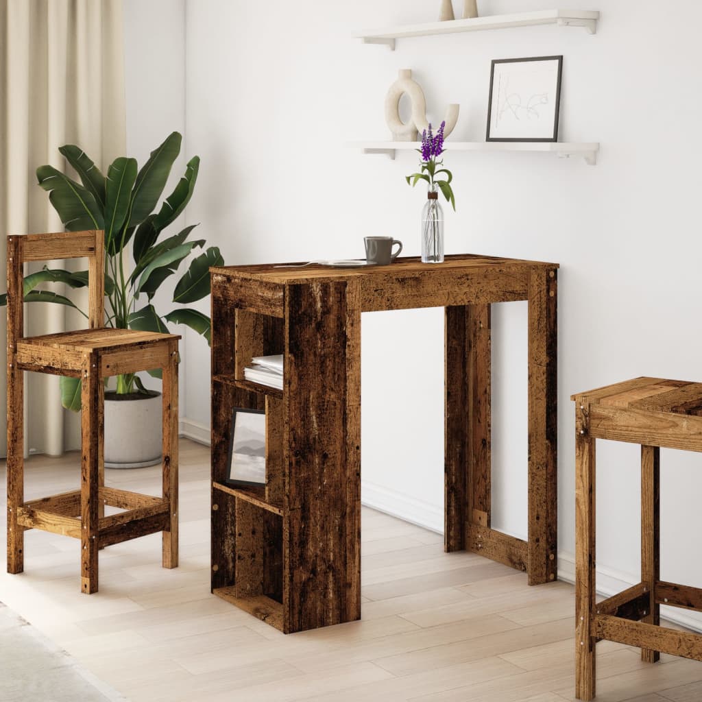 Barbord med stativer gammelt tre 102x50x103,5 cm konstruert tre