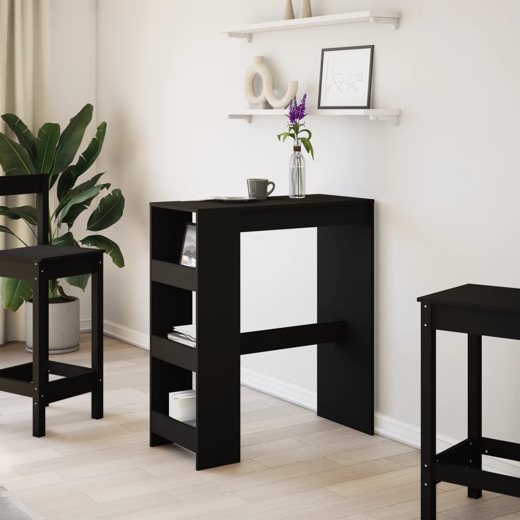Barbord med stativer svart 90x40x103,5 cm konstruert tre