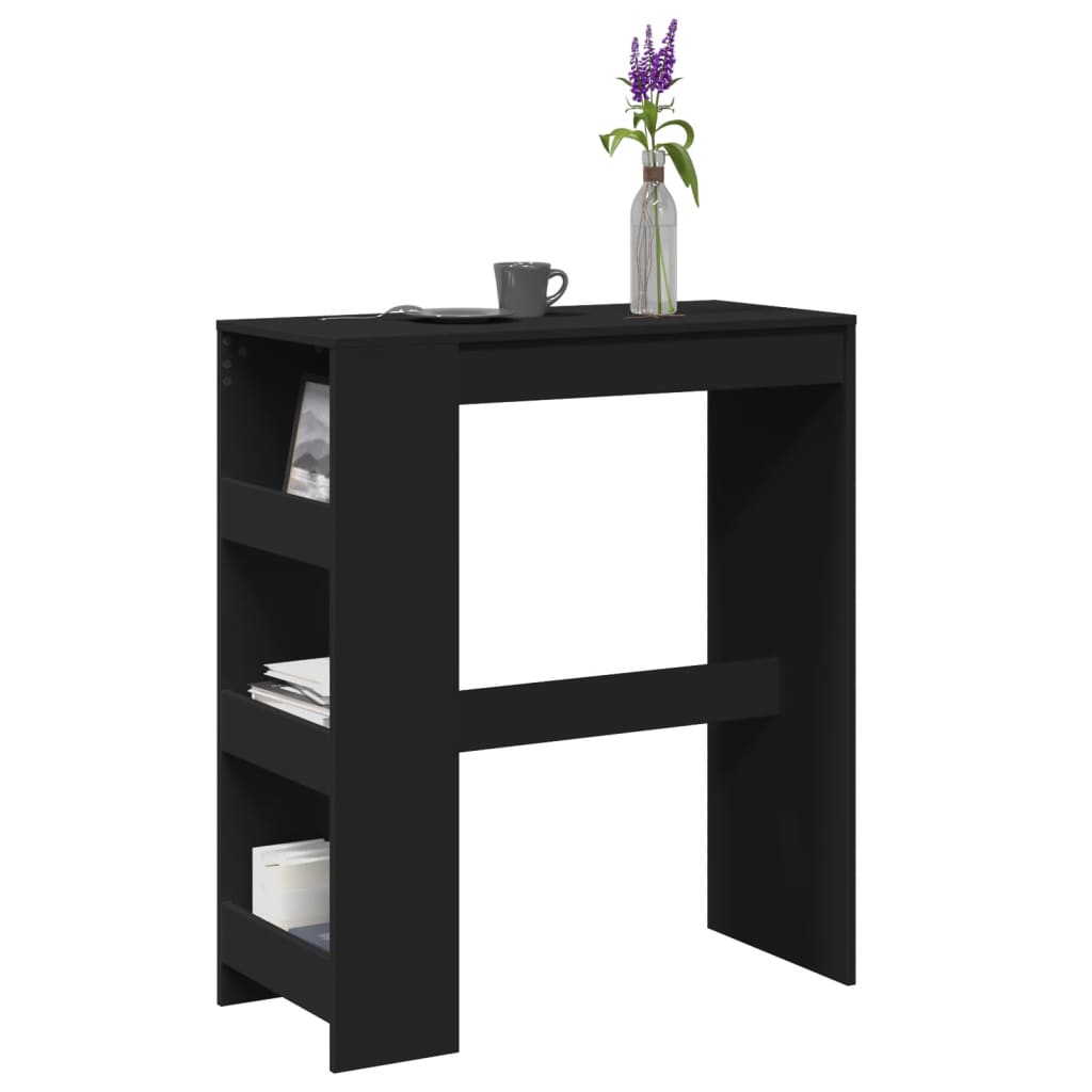 Barbord med stativer svart 90x40x103,5 cm konstruert tre