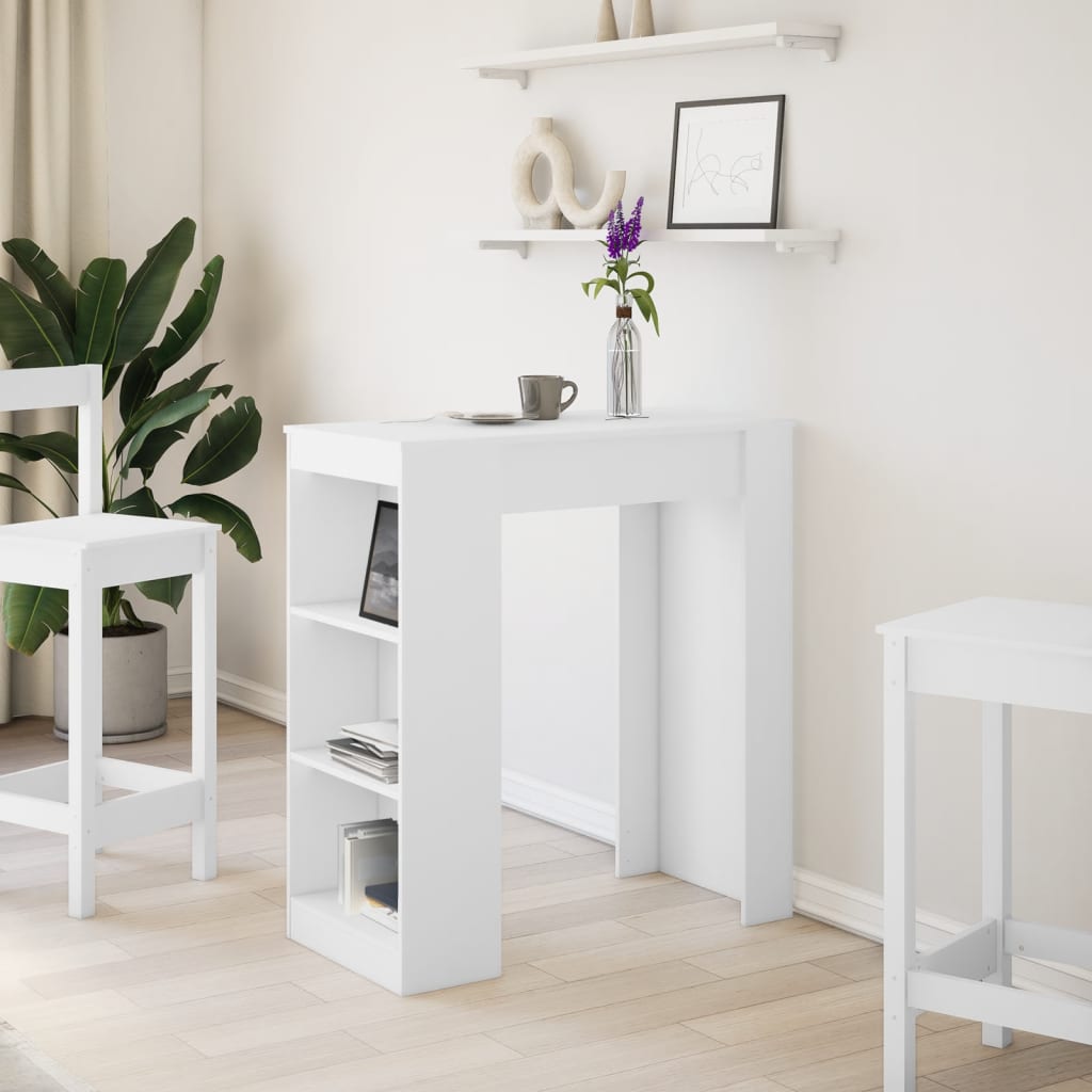 Barbord med stativer hvit 95x47x103,5 cm konstruert tre