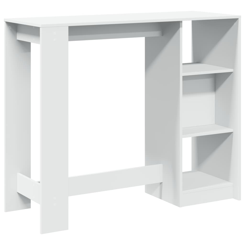 Barbord med hylle hvit 124x46x103,5 cm sponplate