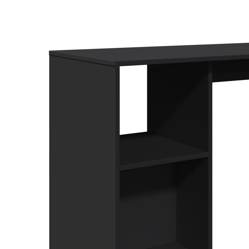Barbord med hylle svart 124x46x103,5 cm konstruert tre