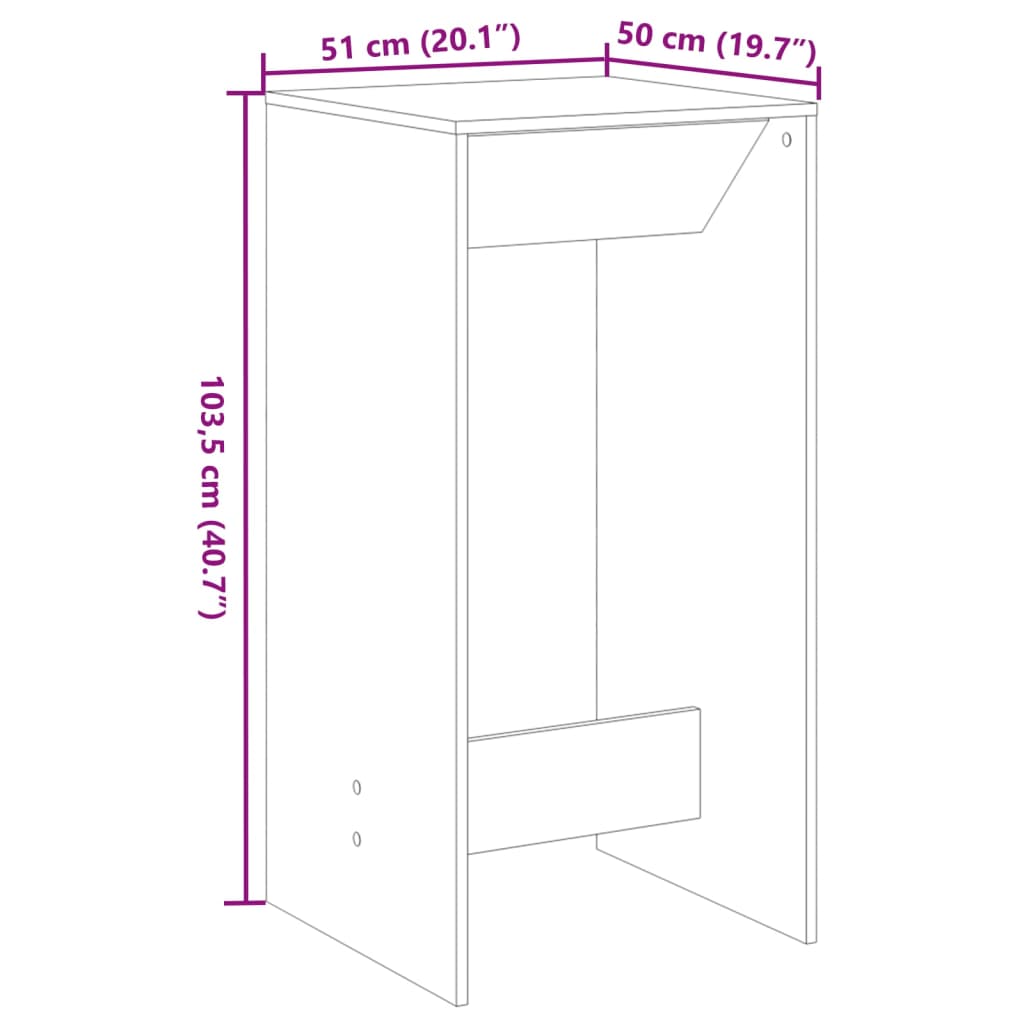 Barbord grå sonoma eik 51x50x103,5 cm konstruert tre