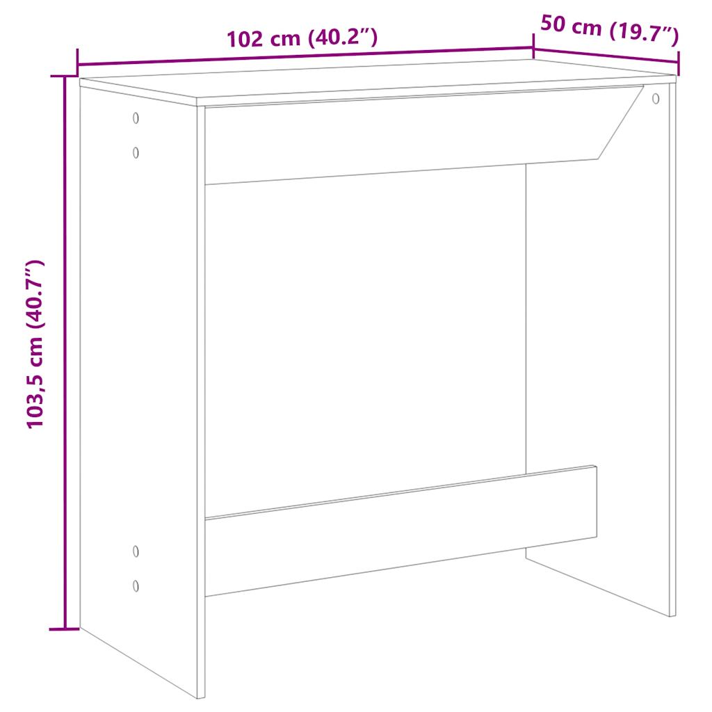 Barbord grå sonoma eik 102x50x103,5 cm konstruert tre