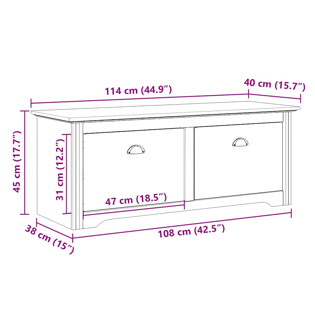 Sittebenk Gangbenk BODO Hvit 114x40x45 cm