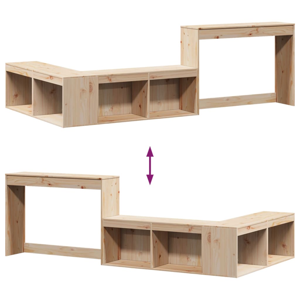 Nattbord Sengbord Tre med skrivebord 232x122x75 cm heltre furu