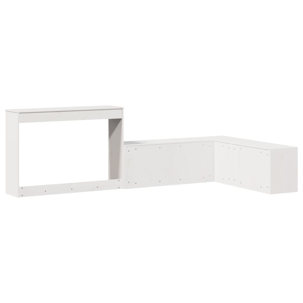 Nattbord Sengbord Hvit med skrivebord 232x122x75 cm heltre furu