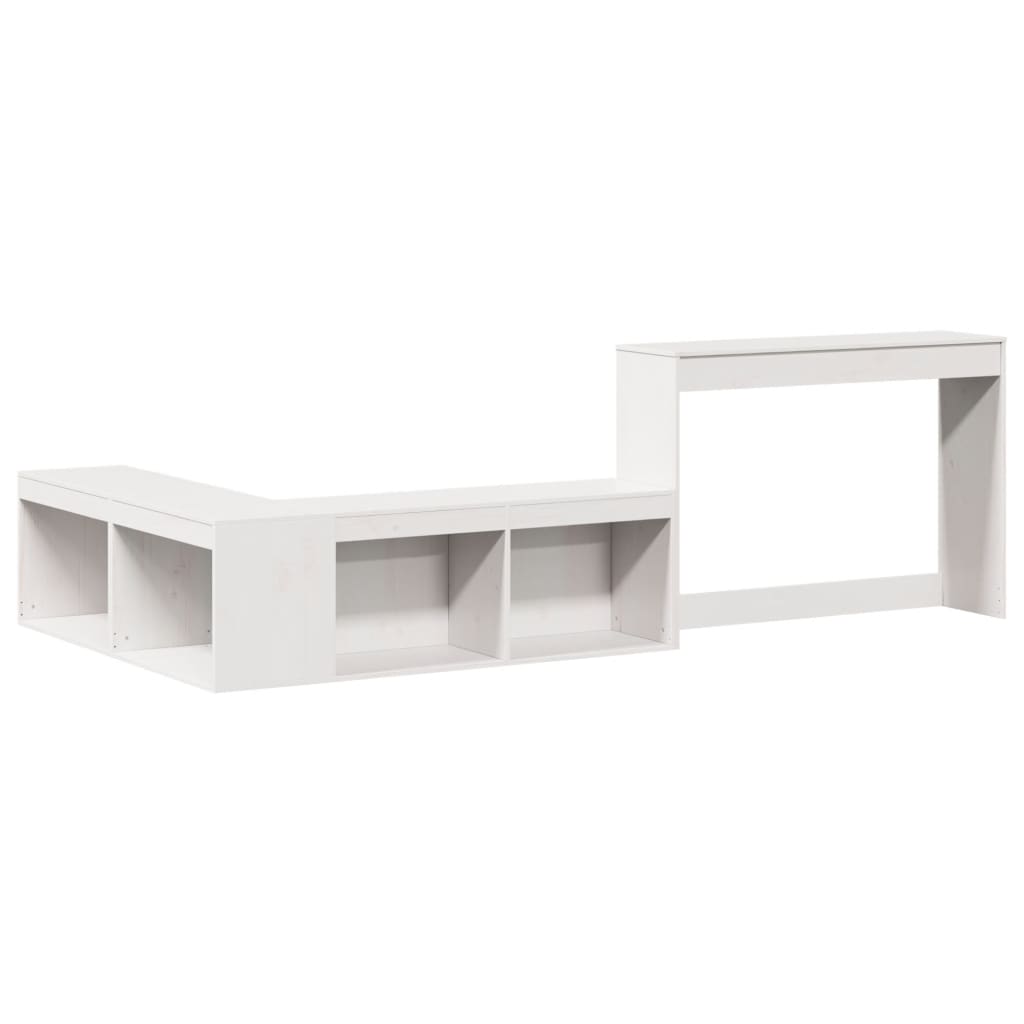 Nattbord Sengbord Hvit med skrivebord 222x107x75 cm heltre furu