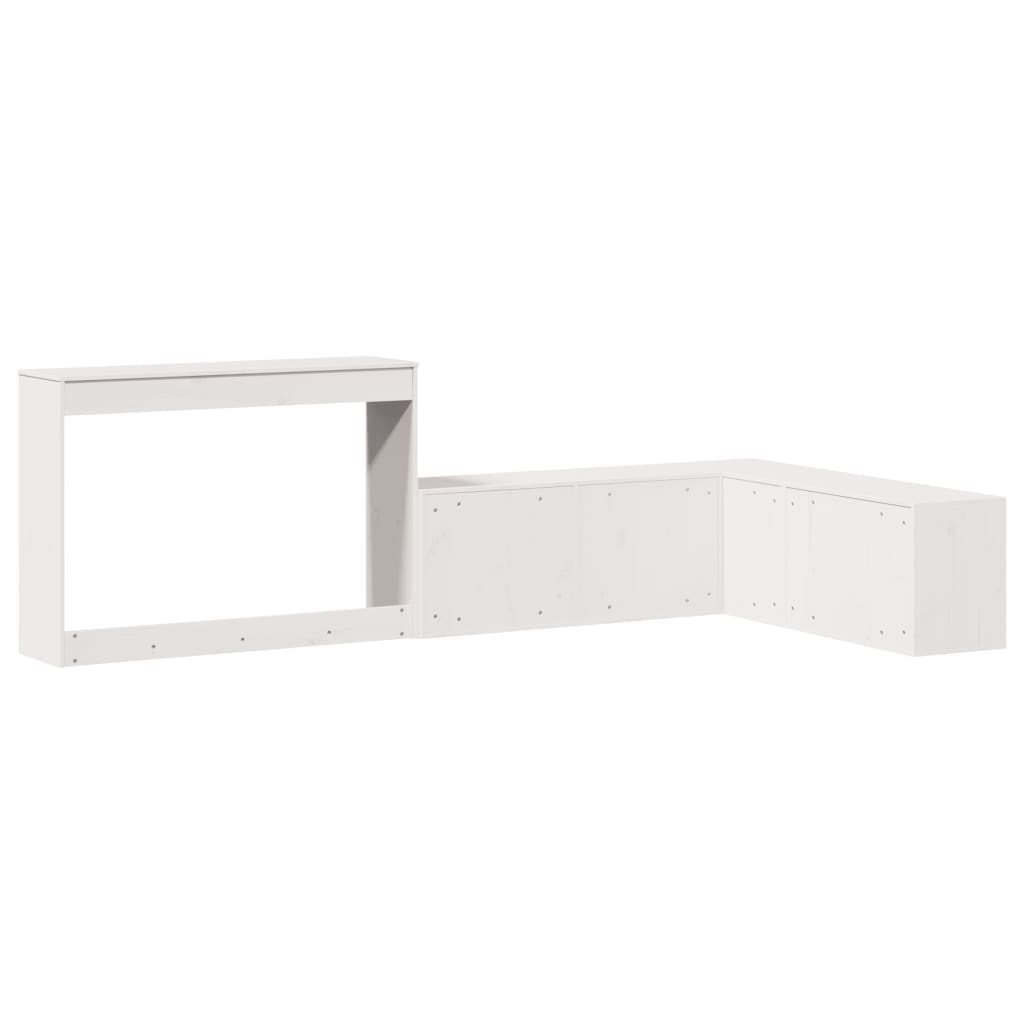 Nattbord Sengbord Hvit med skrivebord 232x112x75 cm heltre furu