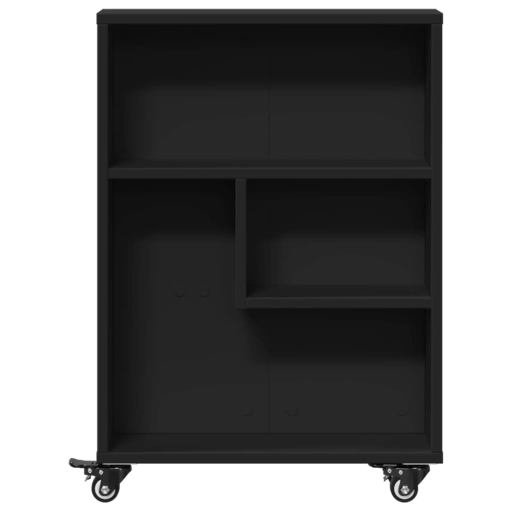 Bokhylle Svart med Hjul Smal 48x13x68 cm