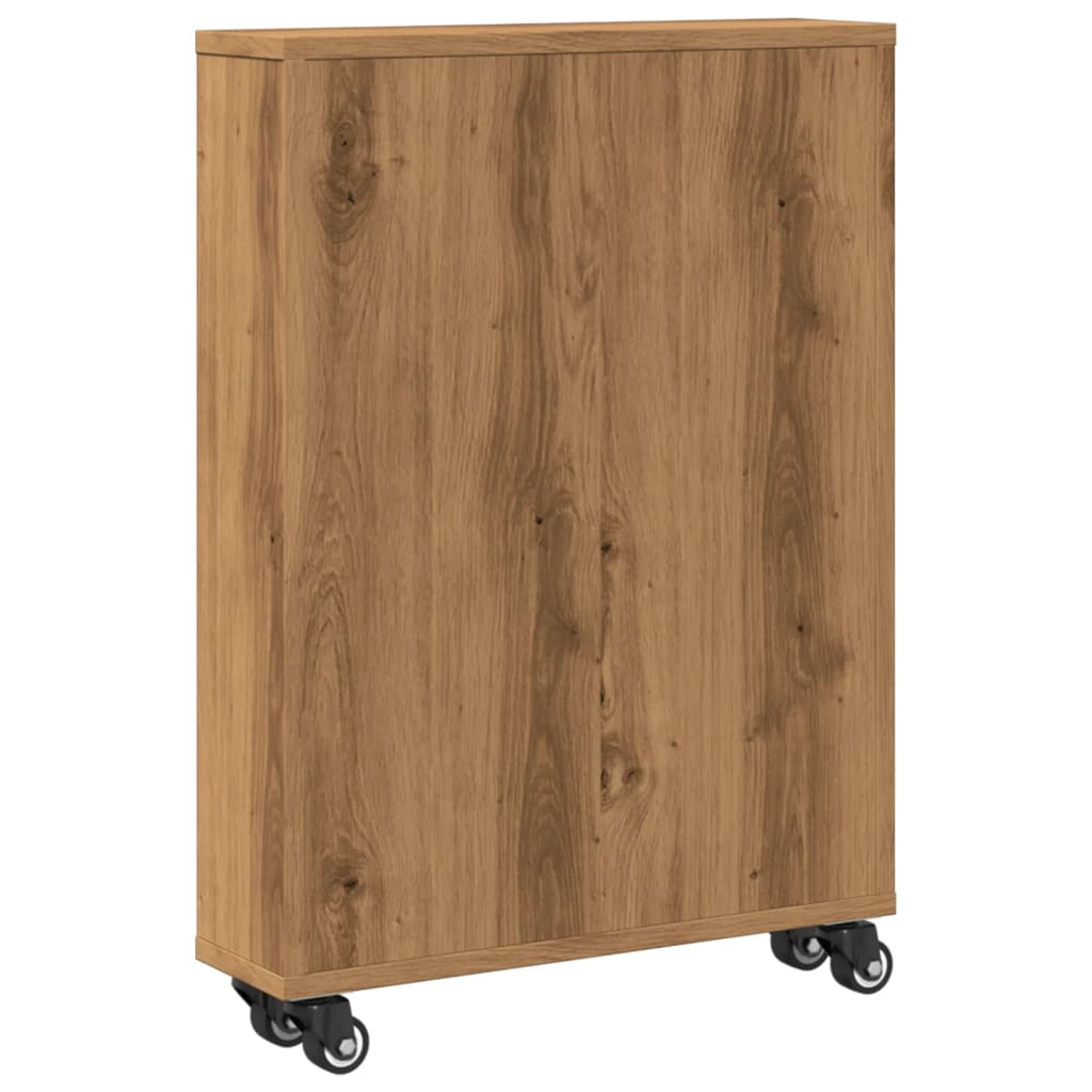 Bokhylle Artisan Eik med hjul 48x13x68 cm