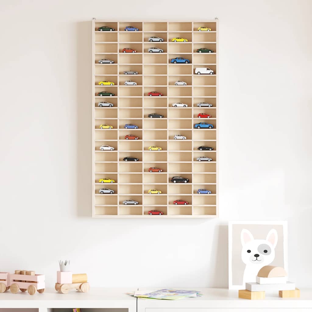 Vegghylle Tre samlerutstilling i Tre med 90 rom 50,5x4,5x79 cm