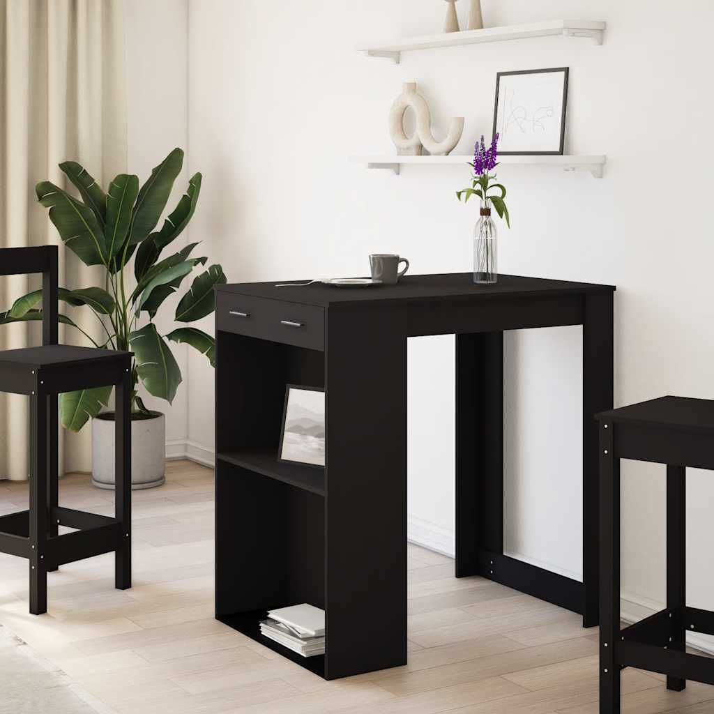 Barbord svart 102x70x103,5 cm konstruert tre