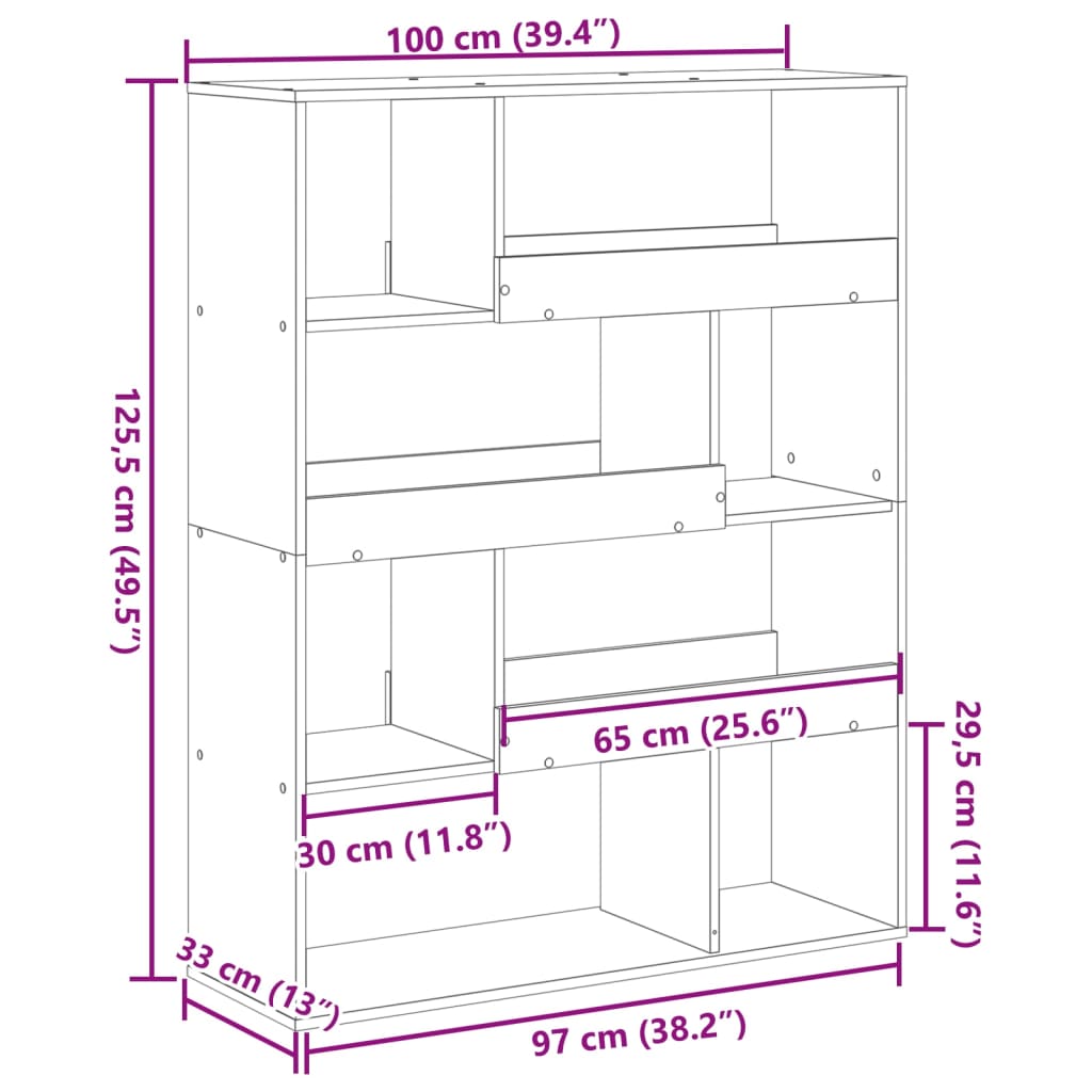 Bokhylle Svart 100x33x125,5 cm